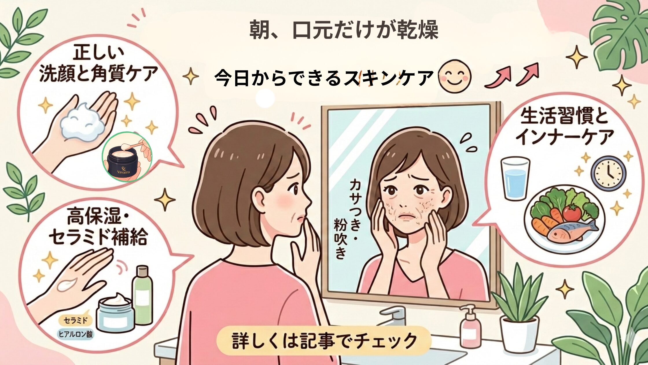 朝、口元だけが乾燥